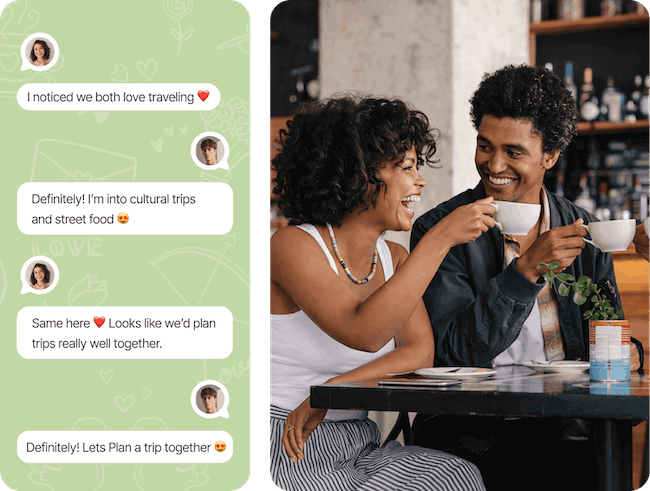 Couple meeting through a verified dating app for serious relationships