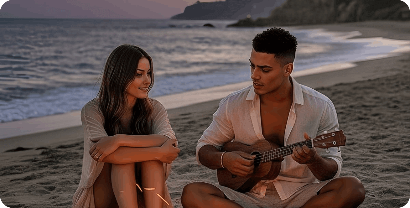 Couple enjoying music together representing joy, connection, and a serious relationship