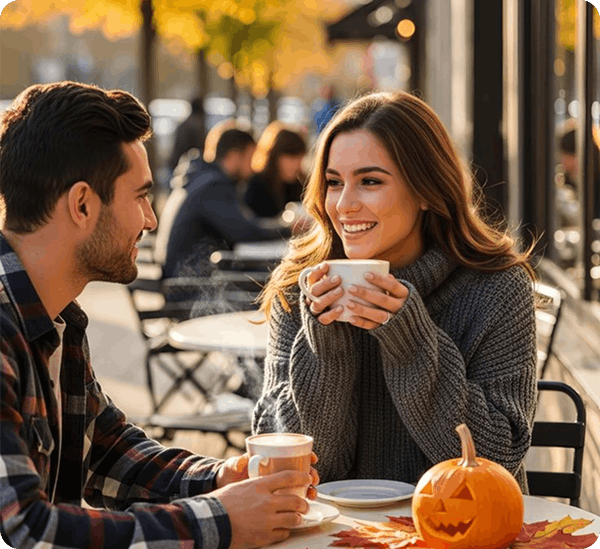 Couple enjoying a conversation in a safe, verified dating environment focused on trust and meaningful relationships
